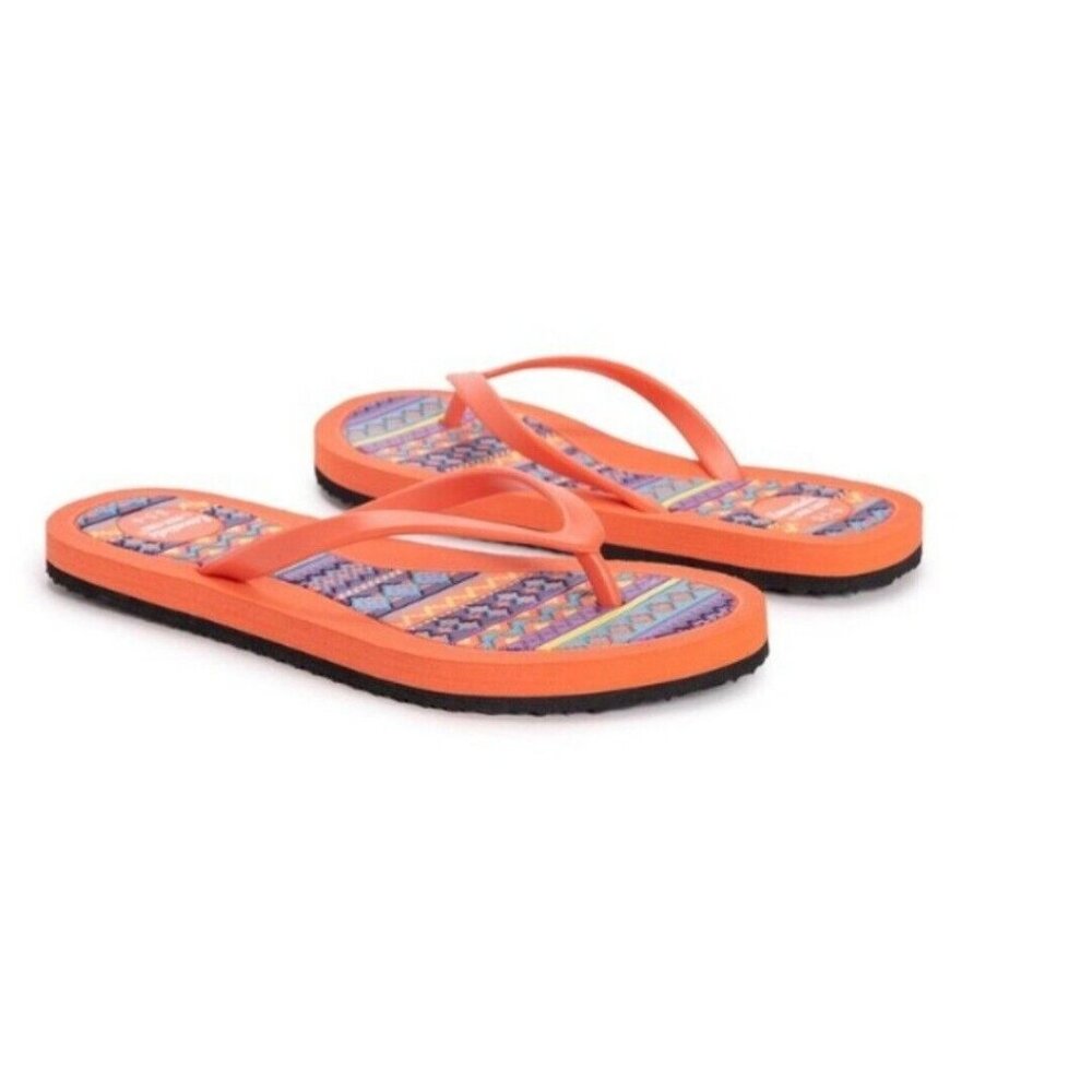 Essentials by MUK LUKS Camellia Flip Flops Women's Sz L 9-10 Sandals Orange NEW